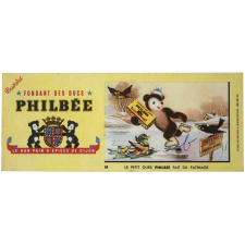 Buvard publicitaire. Le petit ours Philbée fait du patinage.