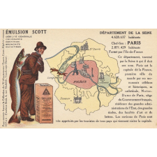Émulsion Scott - Débilité générale, croissance, dentition, bronchite, rachitisme - Département de la Seine - 4.628.637 habitants - Chef-Lieu : Paris.