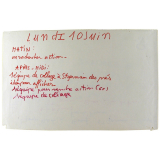 Lundi 10 Juin - Matin : on va chercher action - Après-midi : 1 équipe de collage.