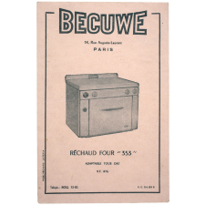 Buvard publicitaire. Becuwe. Réchaud Four 353.