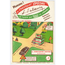 Buvard publicitaire. La signalisation routière en 8 buvards N°1. Chocolat Spécial L. Salavin. 