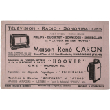 Buvard publicitaire. Maison René Caron. Télévision - Radio - Sonorisations.