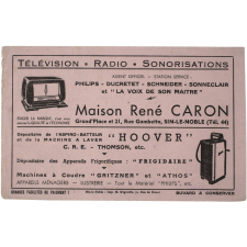 Buvard publicitaire. Maison René Caron. Télévision - Radio - Sonorisations.