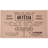 Buvard publicitaire. Artésia. 