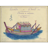 Cochinchine/Dessin de mémoire : une barque.