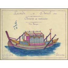 Cochinchine/Dessin de mémoire : une barque.