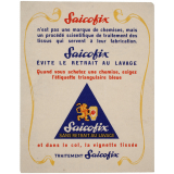 Buvard publicitaire. Saicofix évite le retrait au lavage.