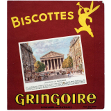 Buvard publicitaire. Biscottes Gringoire. L'Eglise de la Madeleine.