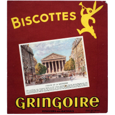 Buvard publicitaire. Biscottes Gringoire. L'Eglise de la Madeleine.
