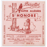 Buvard publicitaire. Biscottes St Honoré super allégées. Maître corbeau sur un arbre perché ....