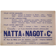 Buvard publicitaire. Natta & Nagot & Cie.