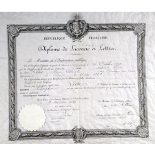 Diplôme de Licencié ès Lettres.