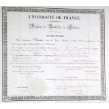Université de France - Diplôme de Bachelier ès Lettres. Au nom du Roi.