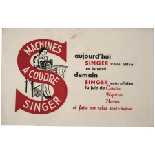 Buvard publicitaire. Machines à coudre Singer.