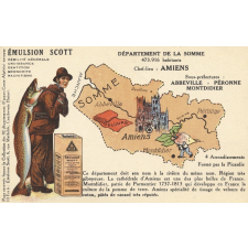 Émulsion Scott - Débilité générale, croissance, dentition, bronchite, rachitisme - Département de la Somme - 473.916 habitants - Chef-Lieu : Amiens - Sous-préfectures : Abbeville, Péronne, Montdidier.