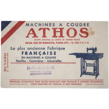 Buvard publicitaire. Machines à coudre Athos.