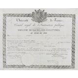 Université de France - Diplôme de Bachelier ès Lettres. 