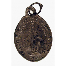Médaille religieuse à l'effigie de la Vierge et de sainte Geneviève. 