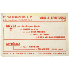 Buvard publicitaire. Vins et Spiritueux Paul Desmazières et Cie.