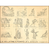 Tableau mural. La vie latine à Pompéi. N°3. Dieux.