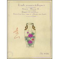 Cochinchine/Dessin d'imitation : décoration d'un vase à fleurs sur l'autel.