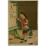 Carte réclame. Société coopérative des Halles. Bébé sait lire.