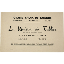 Buvard publicitaire. La Maison du Tablier.