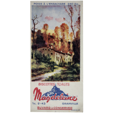 Buvard publicitaire. Biscottes Magdeleine. Un village en automne.