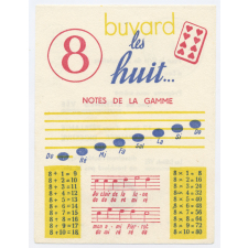 Buvard publicitaire. Sauba. Huit. Les huit notes de la gamme.