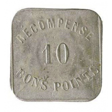 Jeton de 10 bons points des écoles de la ville de Paris.