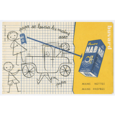 Buvard publicitaire. Papa se lavera les mains avec Nab.
