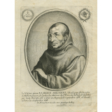 Le V. et tres pieux P. F. Marin Mersenne, Théologien, Philosophe, et Mathématicien, de l'ordre des Minimes de St François de Paule, Tres celebre par toute l'Europe, Né  a Oyse au Mayne le 8 septembre 1588, et decedé a Paris le 1. Septembre 1648.