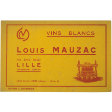 Buvard publicitaire. Vins blancs Louis Mauzac.