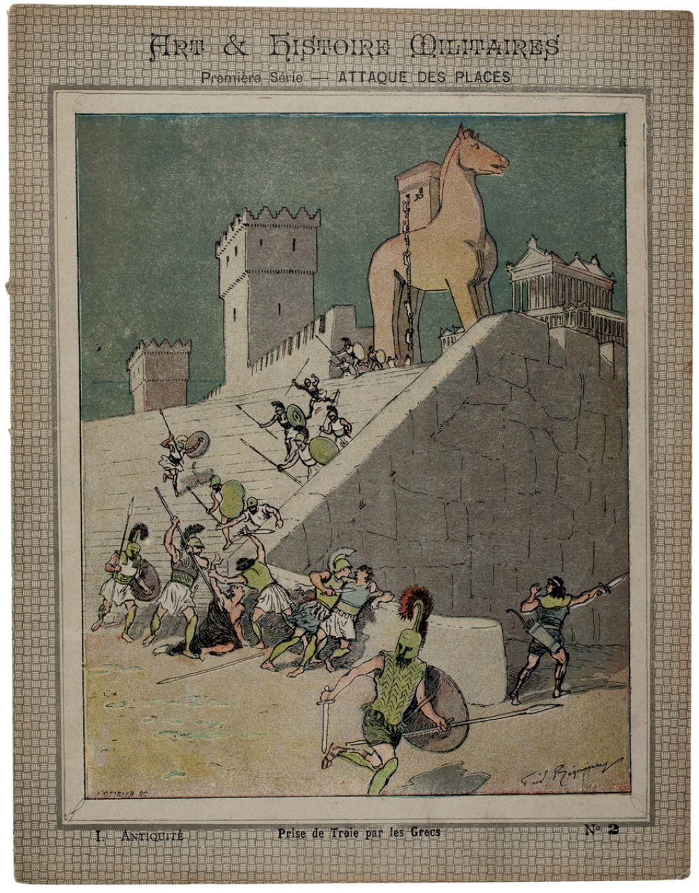 Prise de Troie par les Grecs - Art et Histoire militaires - Première Série-Attaque des places. I. Antiquité. N°2. 