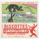 Buvard publicitaire. Biscottes Gringoire. Le loup et l'agneau - n°1. 