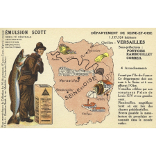 Émulsion Scott - Débilité générale, croissance, dentition, bronchite, rachitisme - Département de la Seine-&-Oise - 1.137.524 habitants - Chef-Lieu : Versailles - Sous-préfectures : Pontoise, Rambouillet, Corbeil.