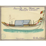 Cochinchine/Dessin de mémoire : une pirogue indigène.