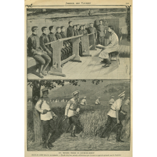Les troupes russes en Extrême-Orient. L'école des soldats dans les casernements.