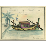 Cochinchine/Dessin de mémoire : une barque.