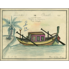 Cochinchine/Dessin de mémoire : une barque.