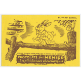 Buvard publicitaire. Le chat, la belette et le petit lapin. Chocolats fins Menier. 