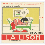 Buvard publicitaire. Biscottes La Lison. La nuit porte conseil.
