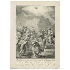 Allégorie sur la suppression et abolition totale de la Société se disant de Jésus, sollicitée à Rome par les Puissances catholiques et accordée par le Pape Clement XIV, le 21 juillet 1773.