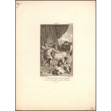 Iliade. Achille pleure sur le corps de Patrocle et traine à ses pieds le cadavre d'Hector. Ch.t XXIIIe.
