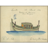 Cochinchine/Dessin de mémoire : une barque.