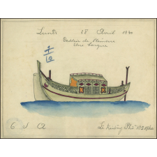 Cochinchine/Dessin de mémoire : une barque.