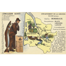 Émulsion Scott - Débilité générale, croissance, dentition, bronchite, rachitisme - Département de la Gironde - 824.000 habitants - Chef-lieu : Bordeaux - Sous-préfectures : Blaye, Libourne, Langon.