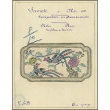 Cochinchine/Dessin de mémoire : un plateau en bois décoré.