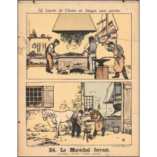 Tableaux muraux. 34 Leçons de Choses en Images sans paroles. 23- Le chemin de fer. L'hôtel. 24- Le Maréchal ferrant.