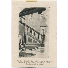 Escalier du Lycée, vu de la Sorbonne, pendant la démolition, en septembre 1887.